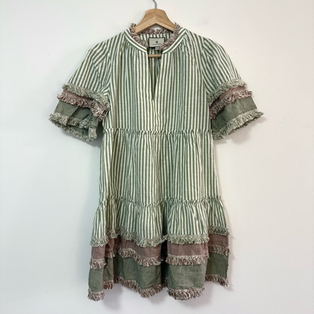 Tuckernuck Cotswald Stripe Crawford Dress in Green Gingham XXS - Picture 9 of 12